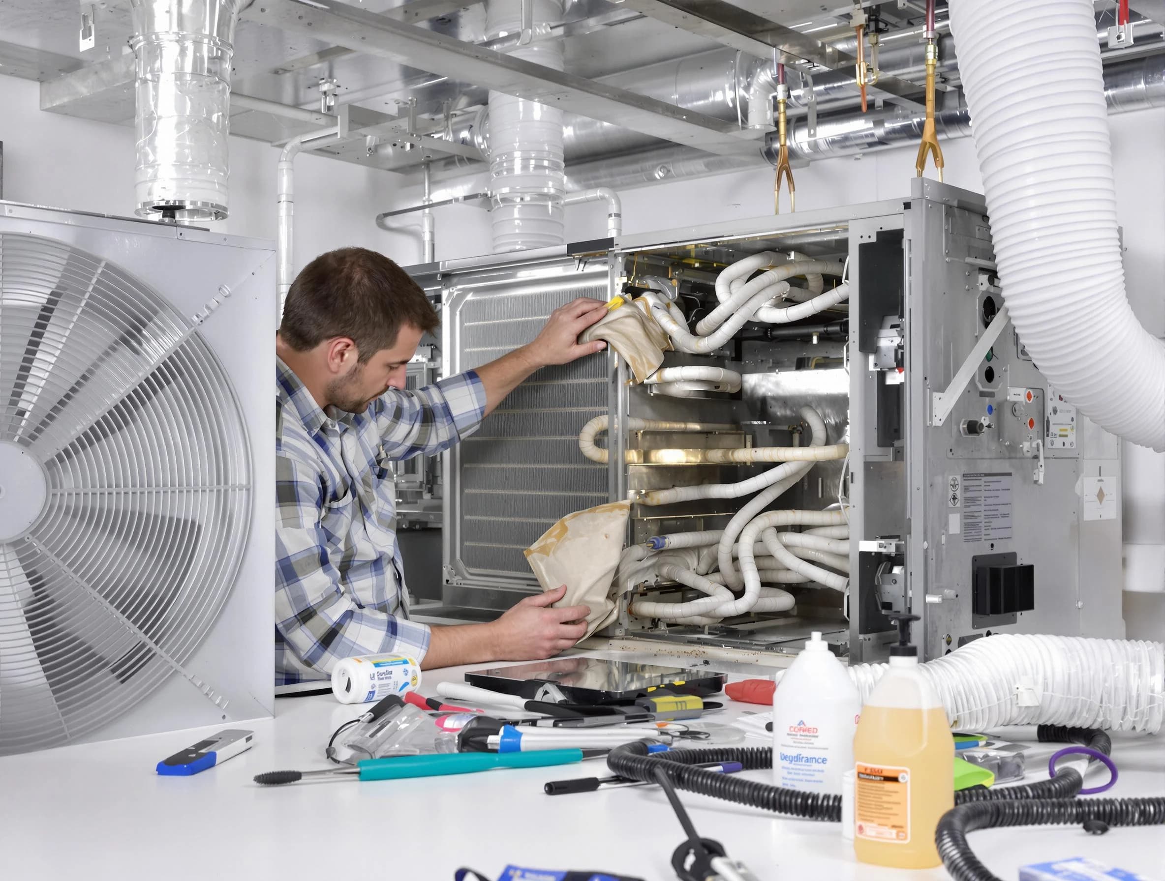 Short Pump Air Duct Cleaning specialist performing precision AC coil cleaning in Short Pump