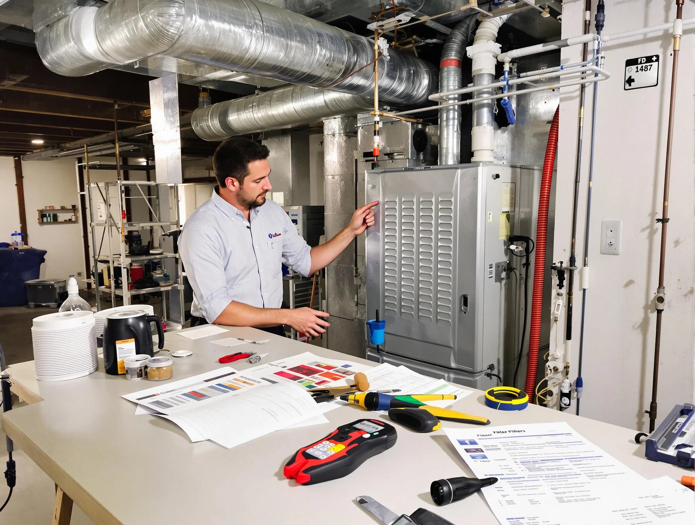 Short Pump Air Duct Cleaning inspector conducting detailed filter system evaluation using professional diagnostic tools in Short Pump